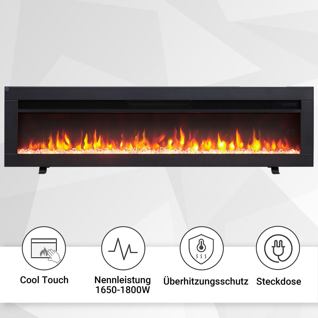 Schwarzer Elektrokamin mit Flammensimulation