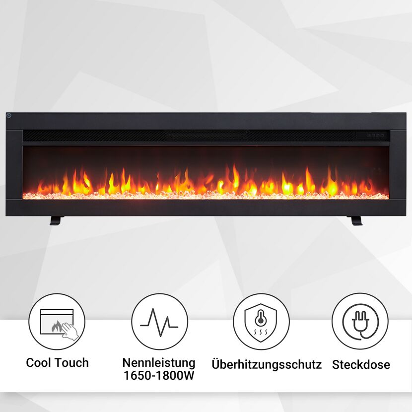 Schwarzer Elektrokamin mit Flammensimulation