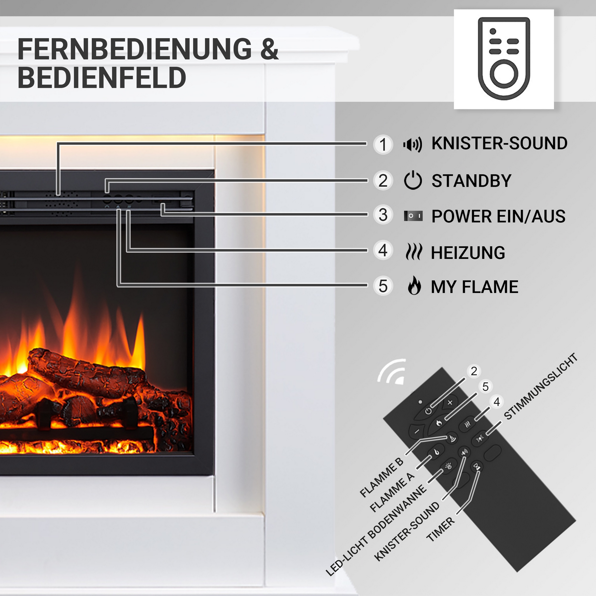 Elektrokamin 'Hikaru' weiß 2 kW + product picture