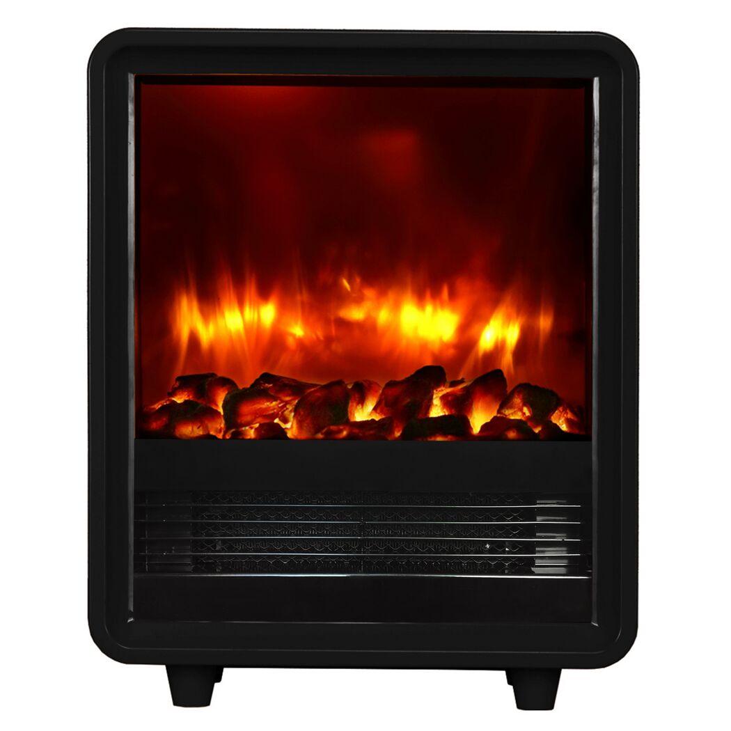 Schwarzer Elektrokamin mit Flammeneffekt