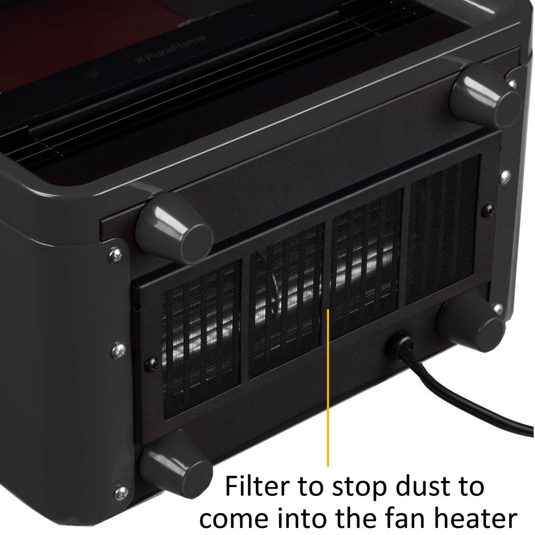 Staubfilter am Elektrokamin