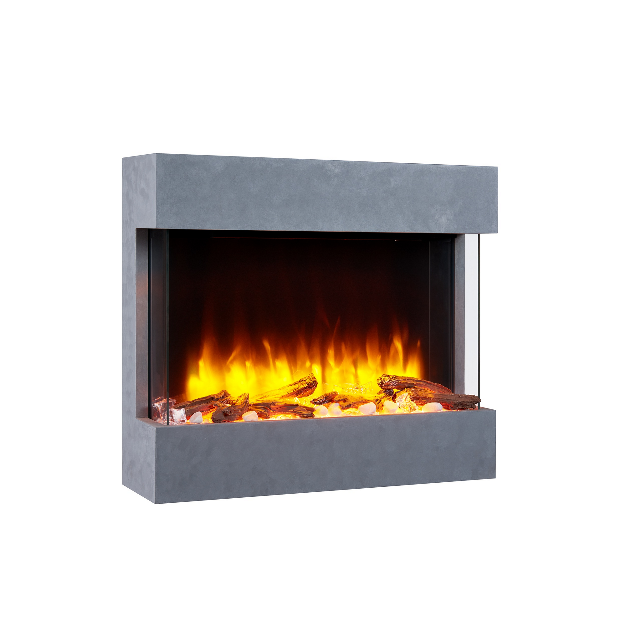 Elektro-Wandkamin 'Alva' betongrau 2000 W, 3D-Flammeneffekt Fernbedienung 72,6 x 63,4 x 20 cm + product picture