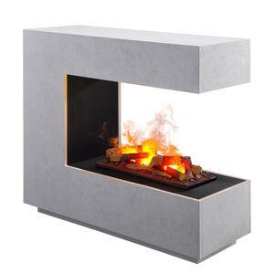 Elektro-Standkamin 'Cassiopeia' betongrau Optimyst-LED-Flammenillusion Wassernebel 360° Flammen-Blick 40 x 110 x 95 cm