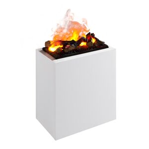Elektro-Standkamin 'Ikaros' weiß Optimyst-LED-Flammenillusion Wassernebel 360° Flammen-Blick flach 47 x 51 x 30 cm