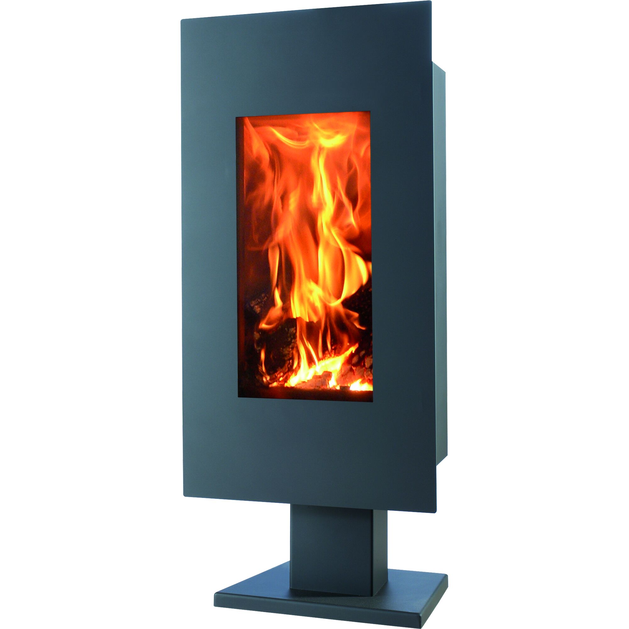 Moderner Kaminofen mit brennendem Feuer