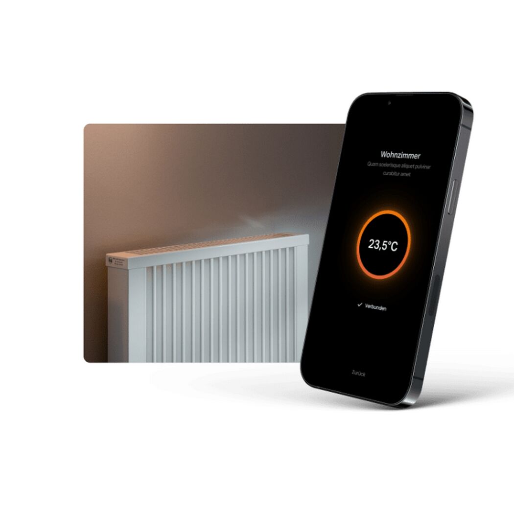 Heizung und Smartphone mit Temperaturanzeige