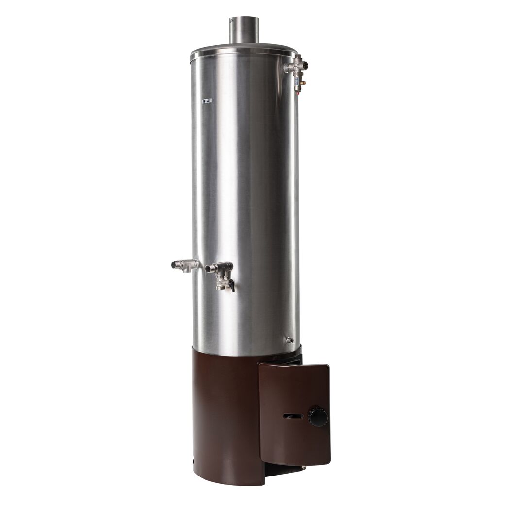 Badeofen druckfest silber/braun 100 l, mit Mischbatterie 146,5 cm