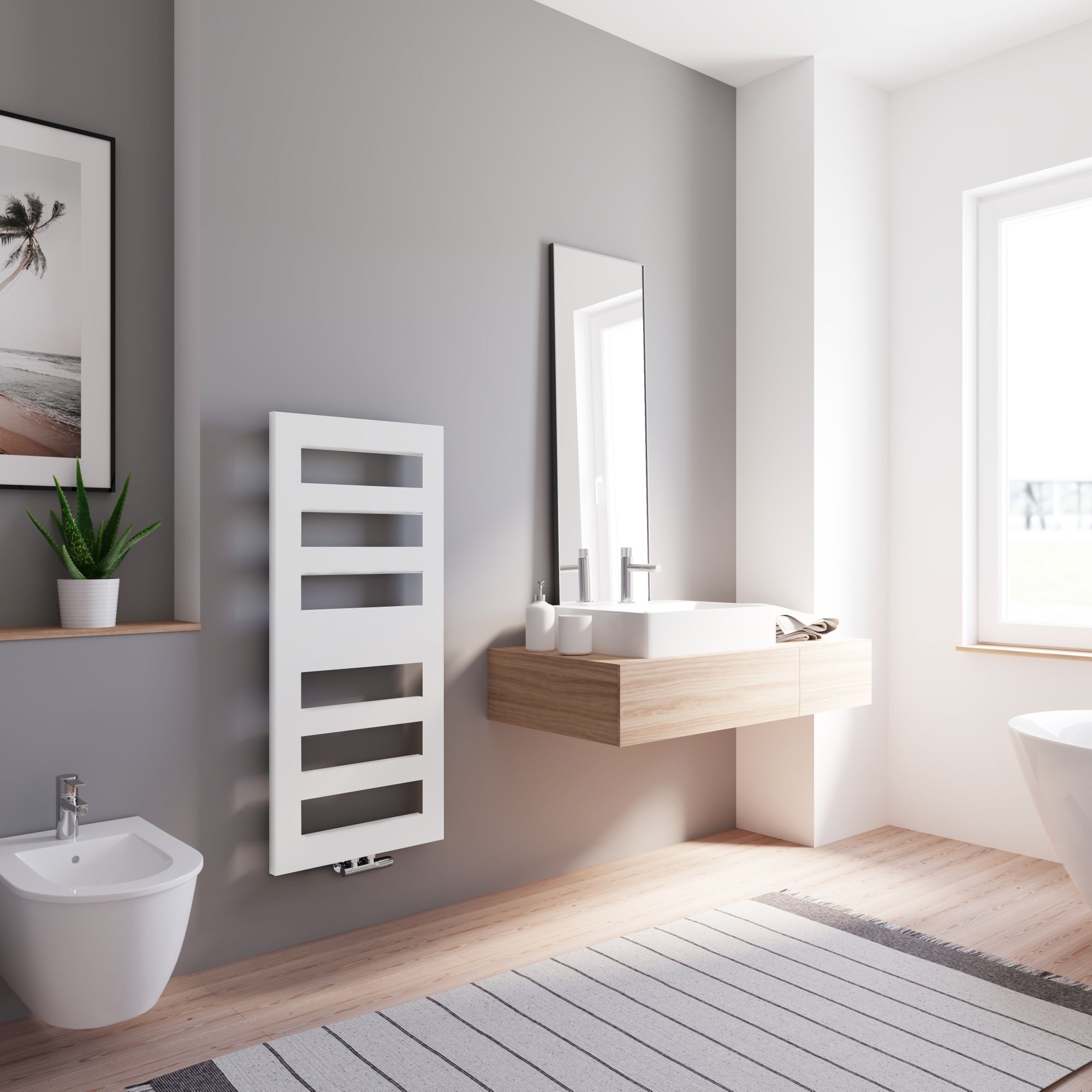 Modernes Badezimmer mit Handtuchwärmer