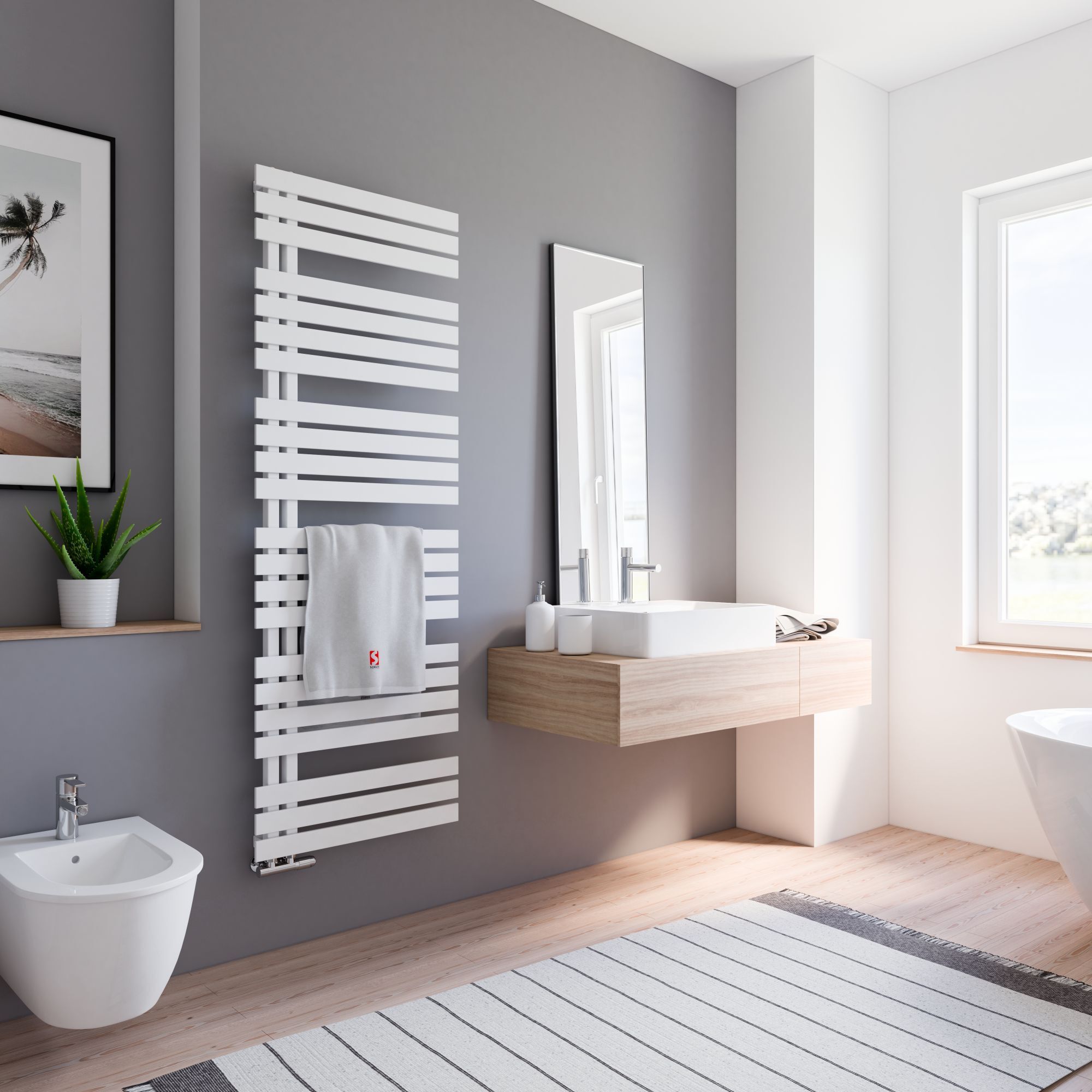 Moderner Handtuchheizkörper in Weiß