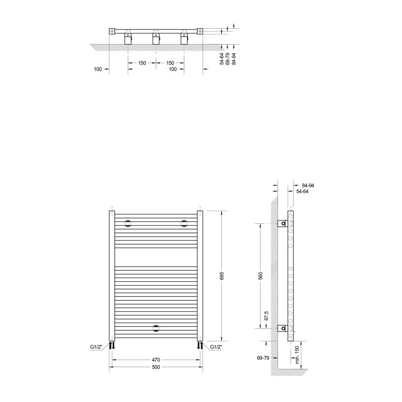 Zeichnung Designheizkörper mit Maßen