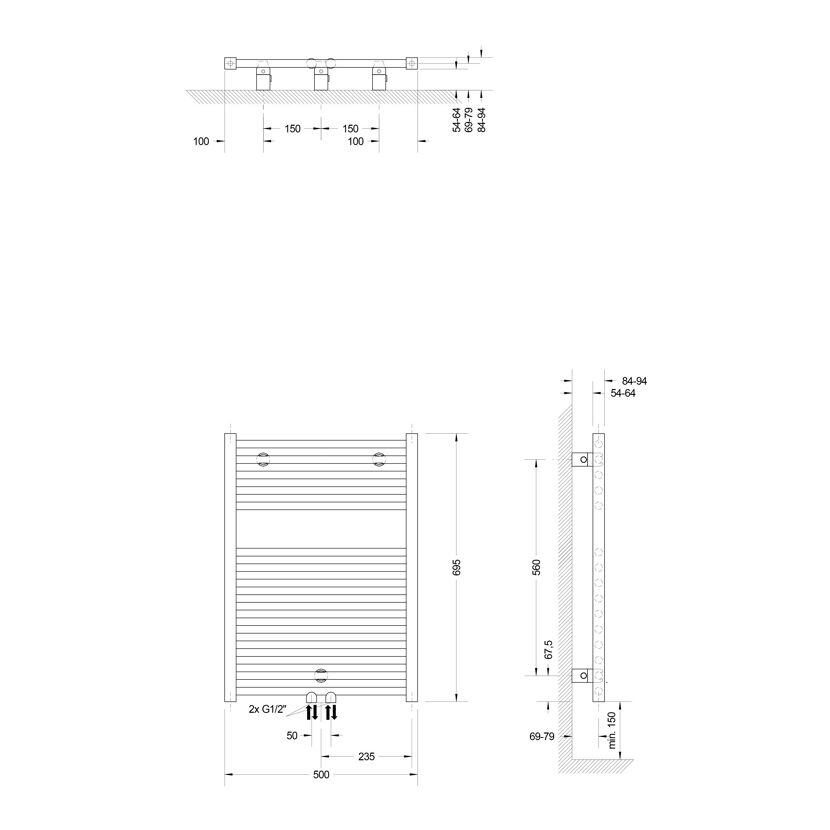 Zeichnung Designheizkörper mit Maßen