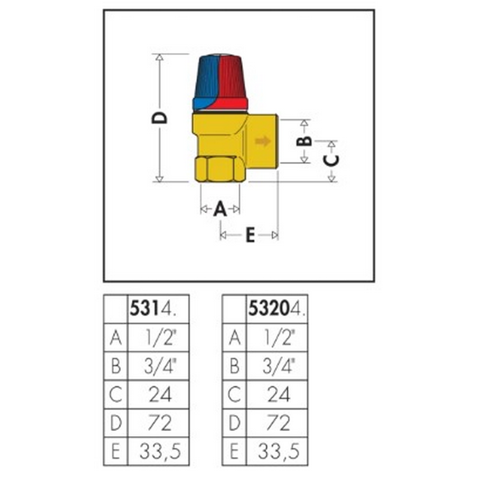 Membran-Sicherheitsventil 1/2 x 3/4 Zoll 2,5 bar