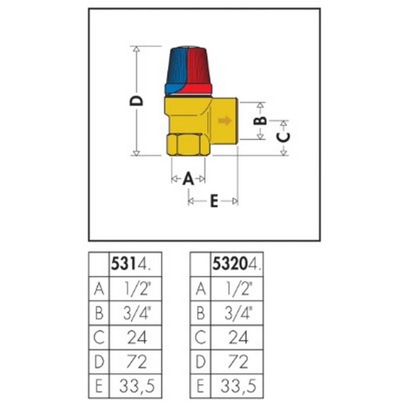Membran-Sicherheitsventil 1/2 x 3/4 Zoll 2,5 bar