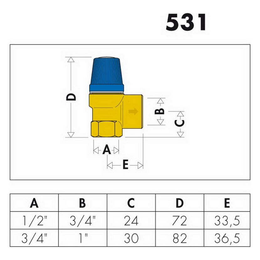 Membran-Sicherheitsventil 1/2 x 3/4 Zoll 10 bar