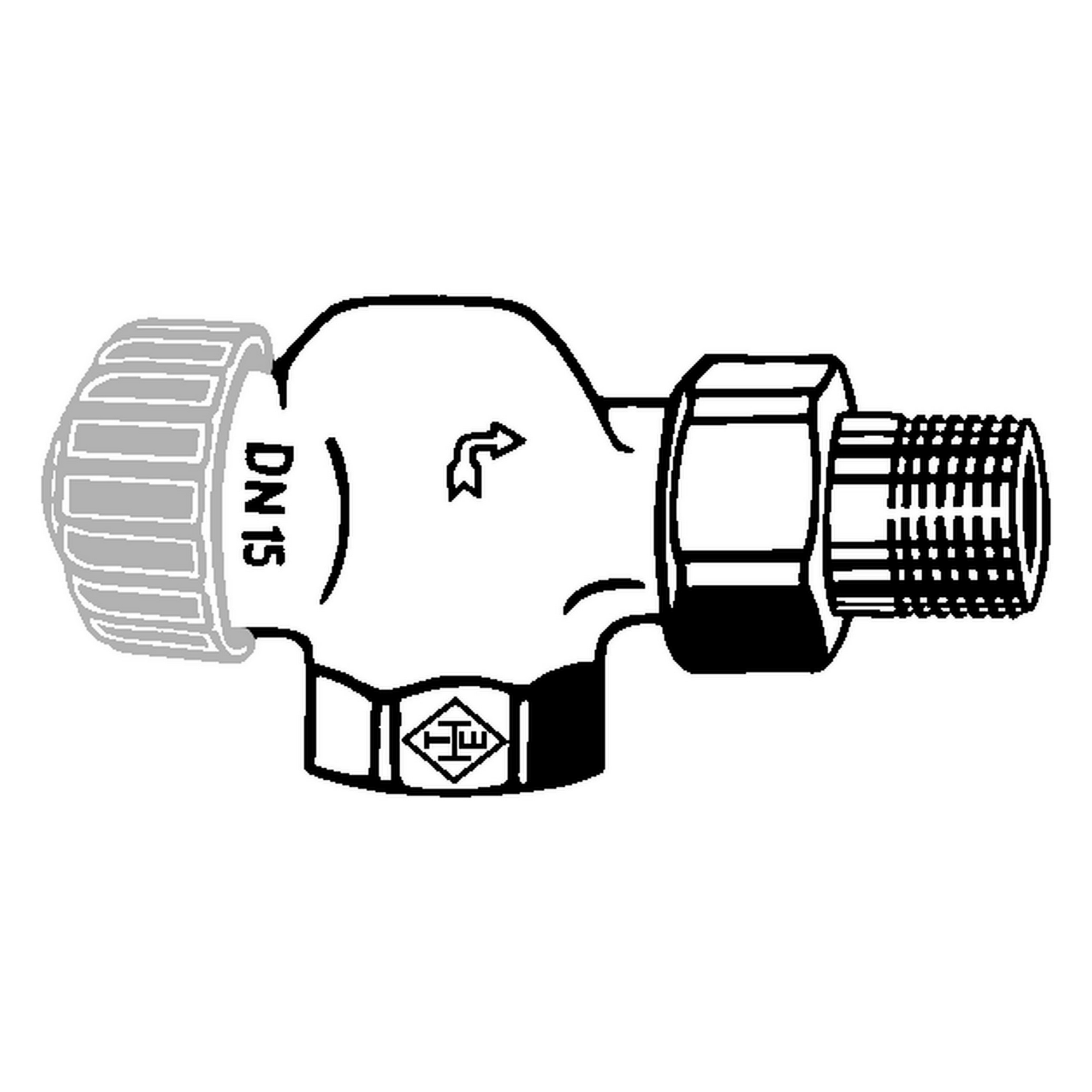 Thermostat-Ventilunterteil in Axialform 1/2 Zoll