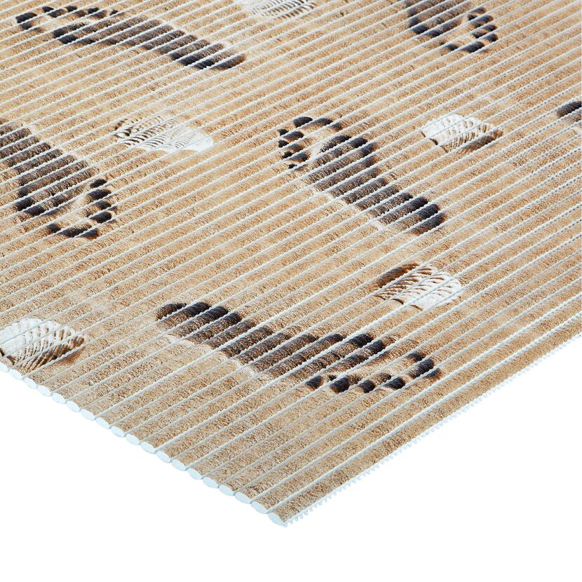 Fußmatte "Comf. Holiday" beige mit Muscheln und Fußabdrücken
