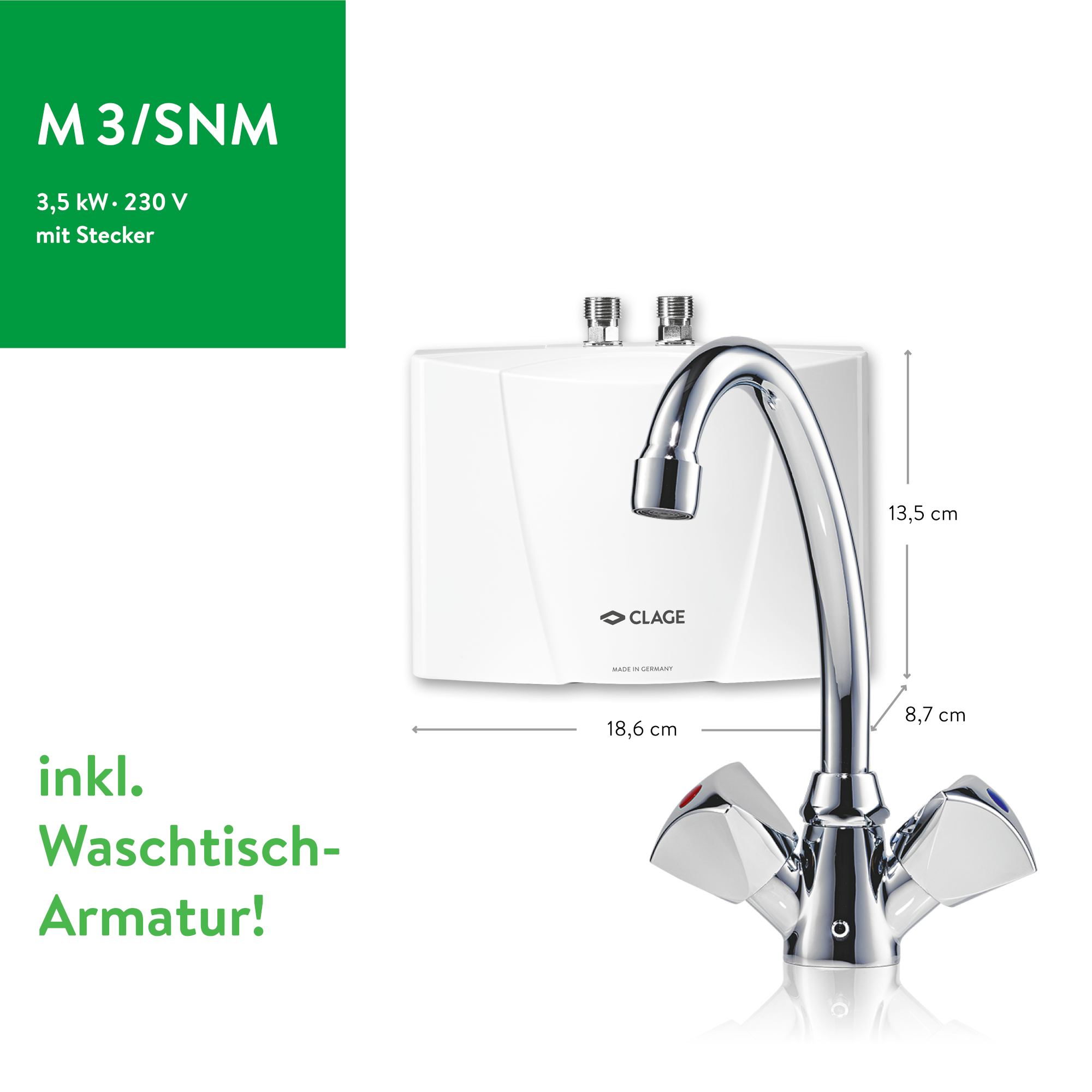 Kleindurchlauferhitzer-Set 'M3/SNM' 3,5 kW