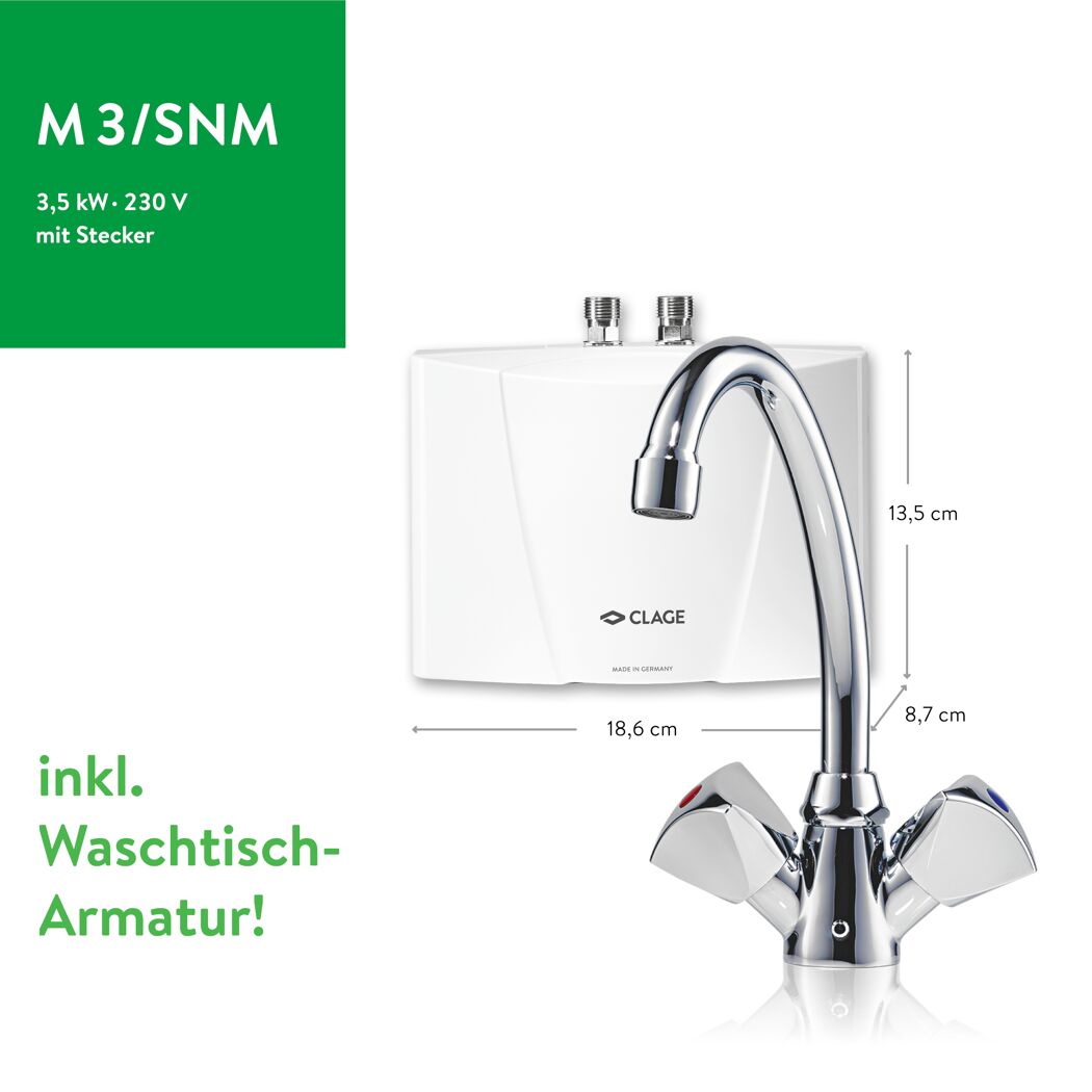 Kleindurchlauferhitzer-Set 'M3/SNM' 3,5 kW