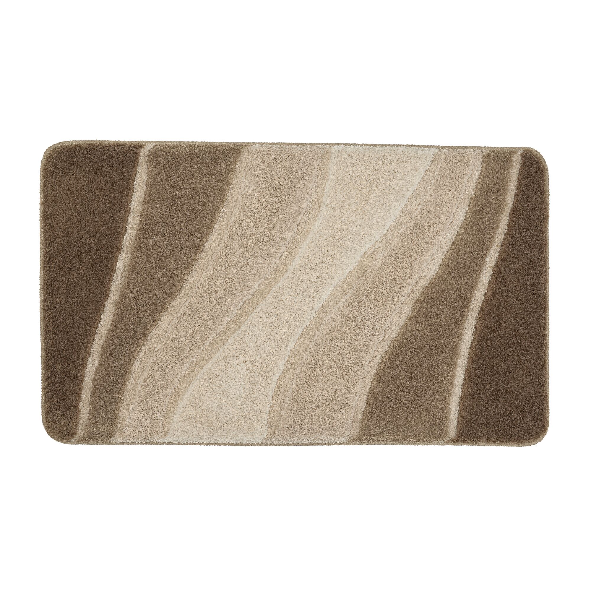 Beige-brauner Badteppich Ocean mit Wellenmuster