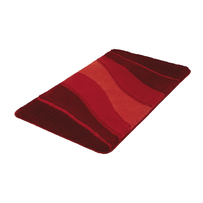 Roter Badteppich 'Ocean' mit Wellenmuster