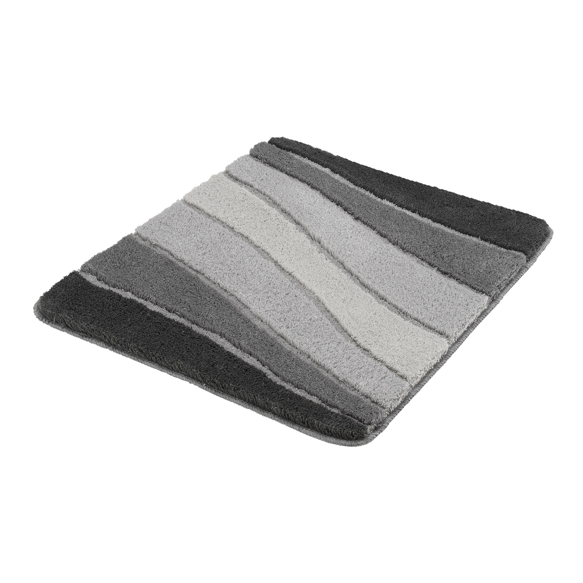 Grauer Badteppich Ocean mit Wellenmuster