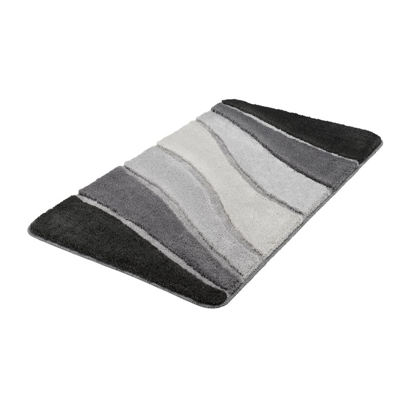 Grauer Badteppich Ocean mit Wellenmuster