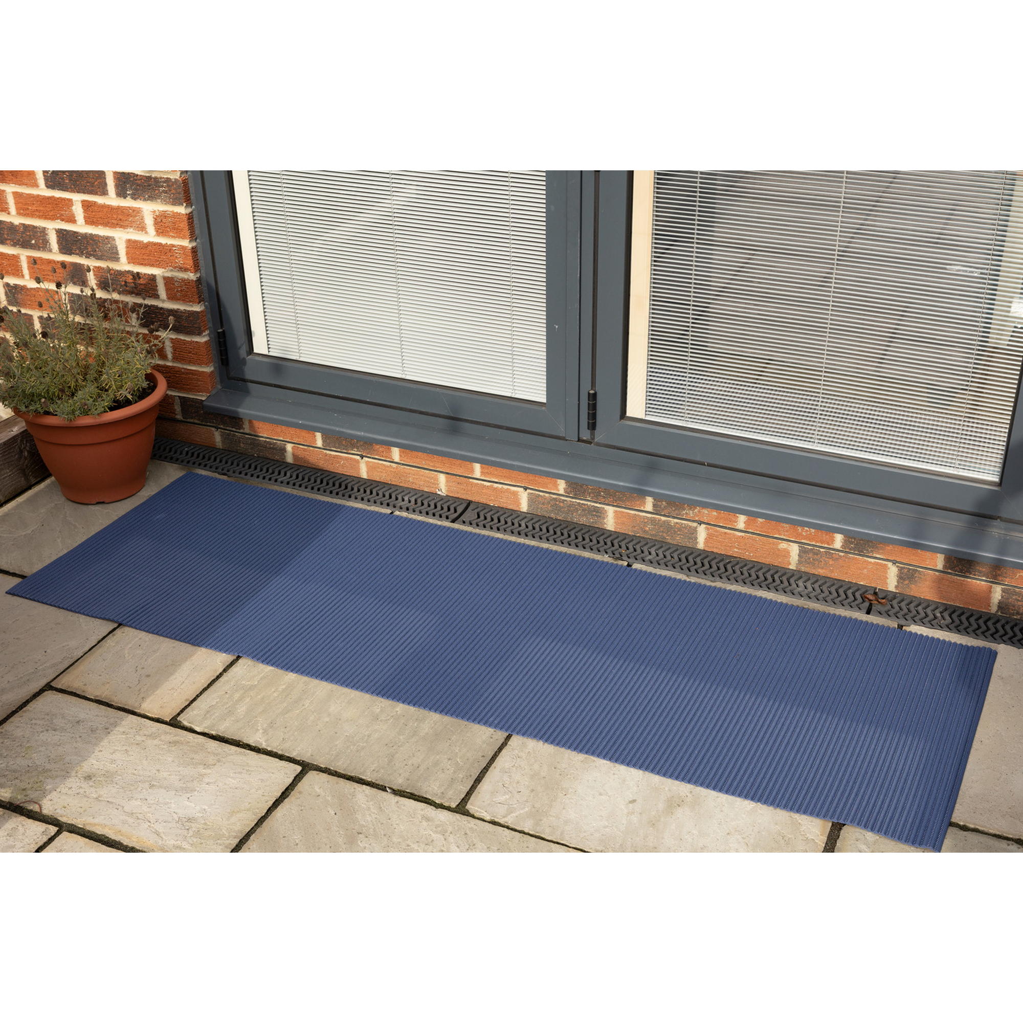 Bodenmatte Uni blau 0,65 x 2 m