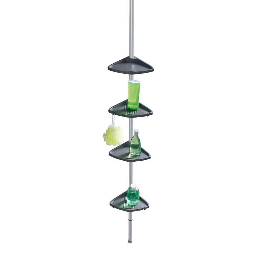 Teleskop-Duschecke Compact silber mit vier Ablagen