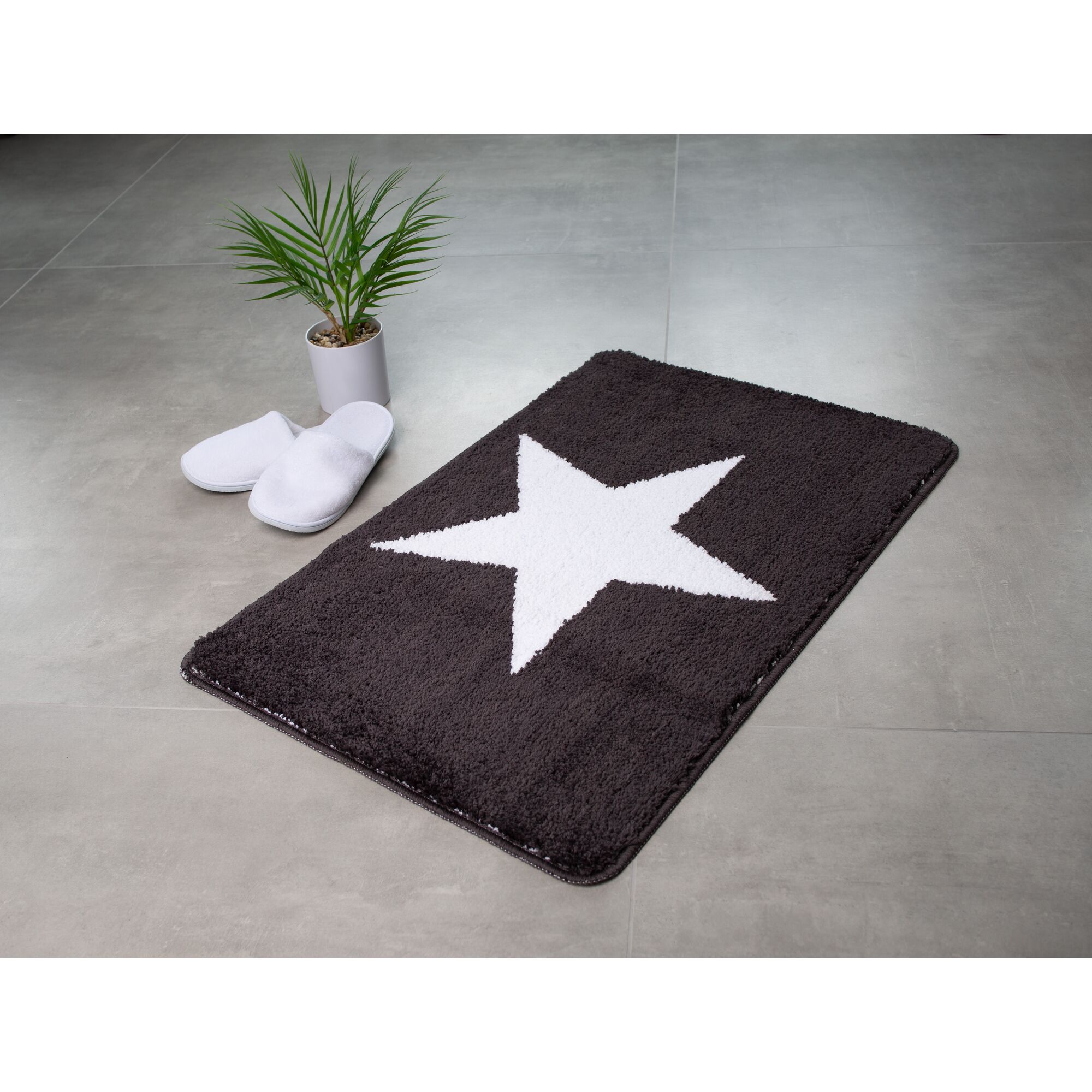 Grauer Badvorleger mit weißem Stern