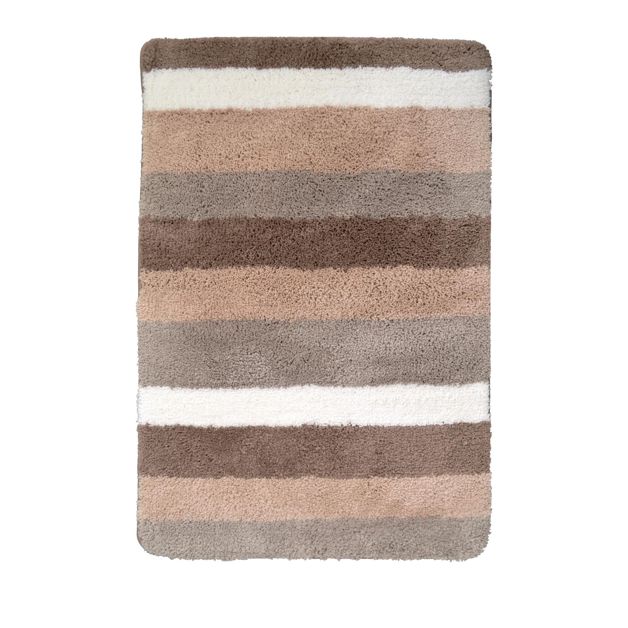 Beigefarbener Teppich mit waagerechten Streifen