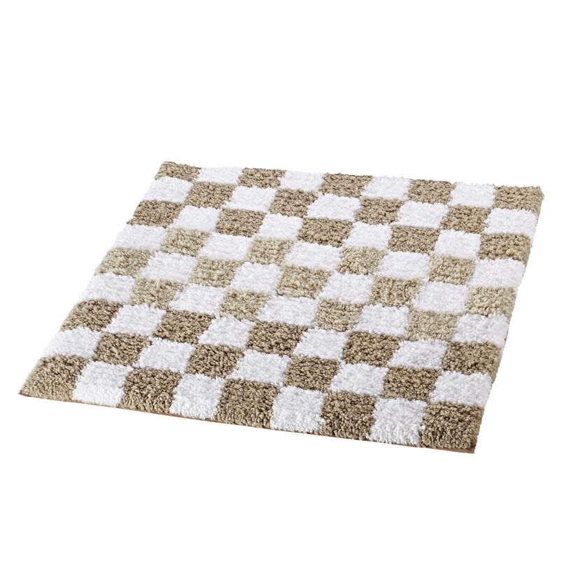 Beige-weißer Teppich mit Schachbrettmuster