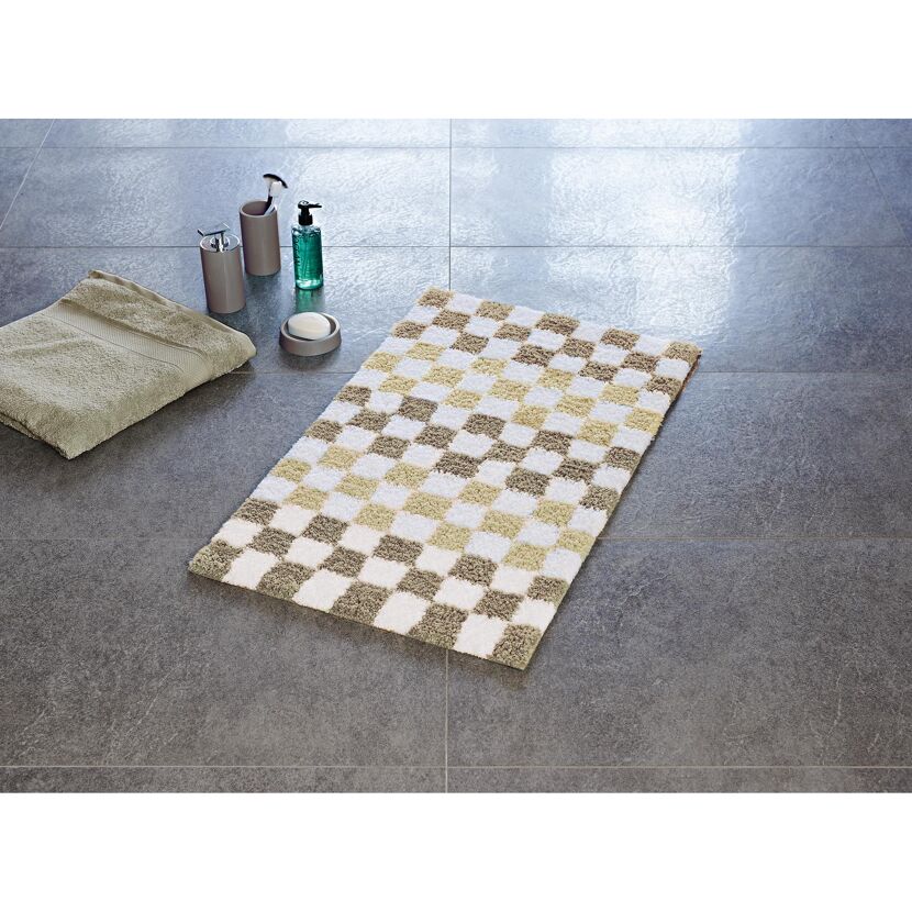 Badematte Grand Prix beige mit Schachbrettmuster