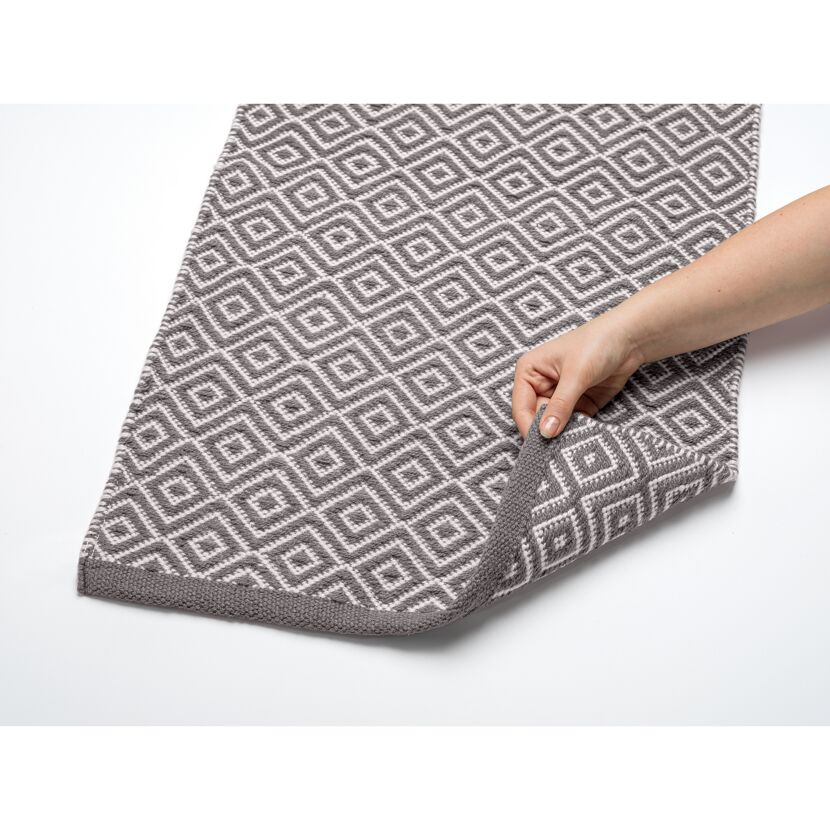 Badteppich 'Turpan' dunkelgrau/weiß Polyester 50 x 80 cm
