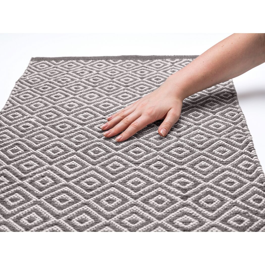 Badteppich 'Turpan' dunkelgrau/weiß Polyester 50 x 80 cm