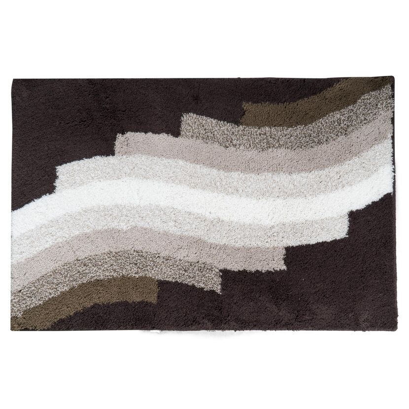 Brauner Badteppich Streak mit beige-weißem Muster
