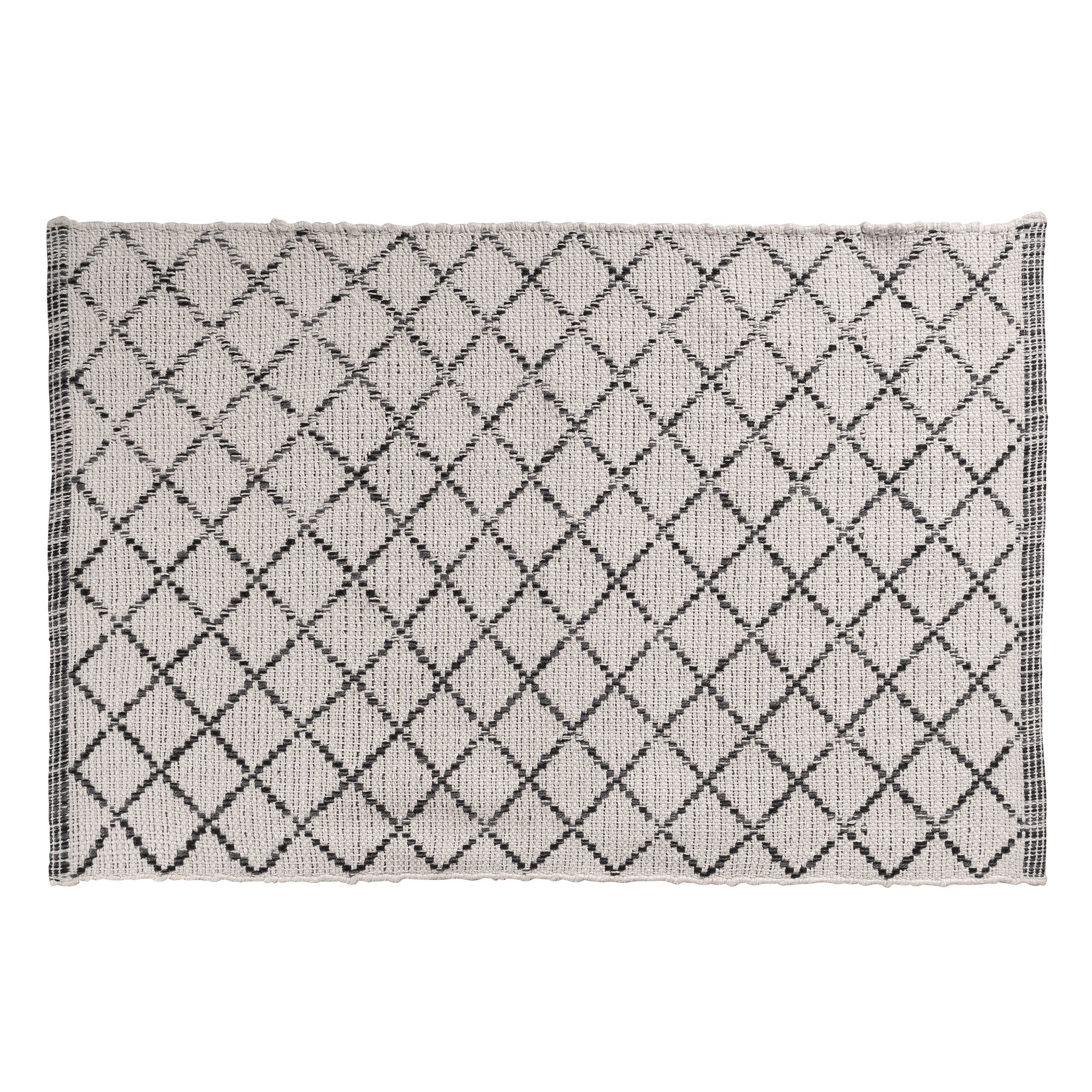 Beiger Badteppich mit schwarzen Rauten