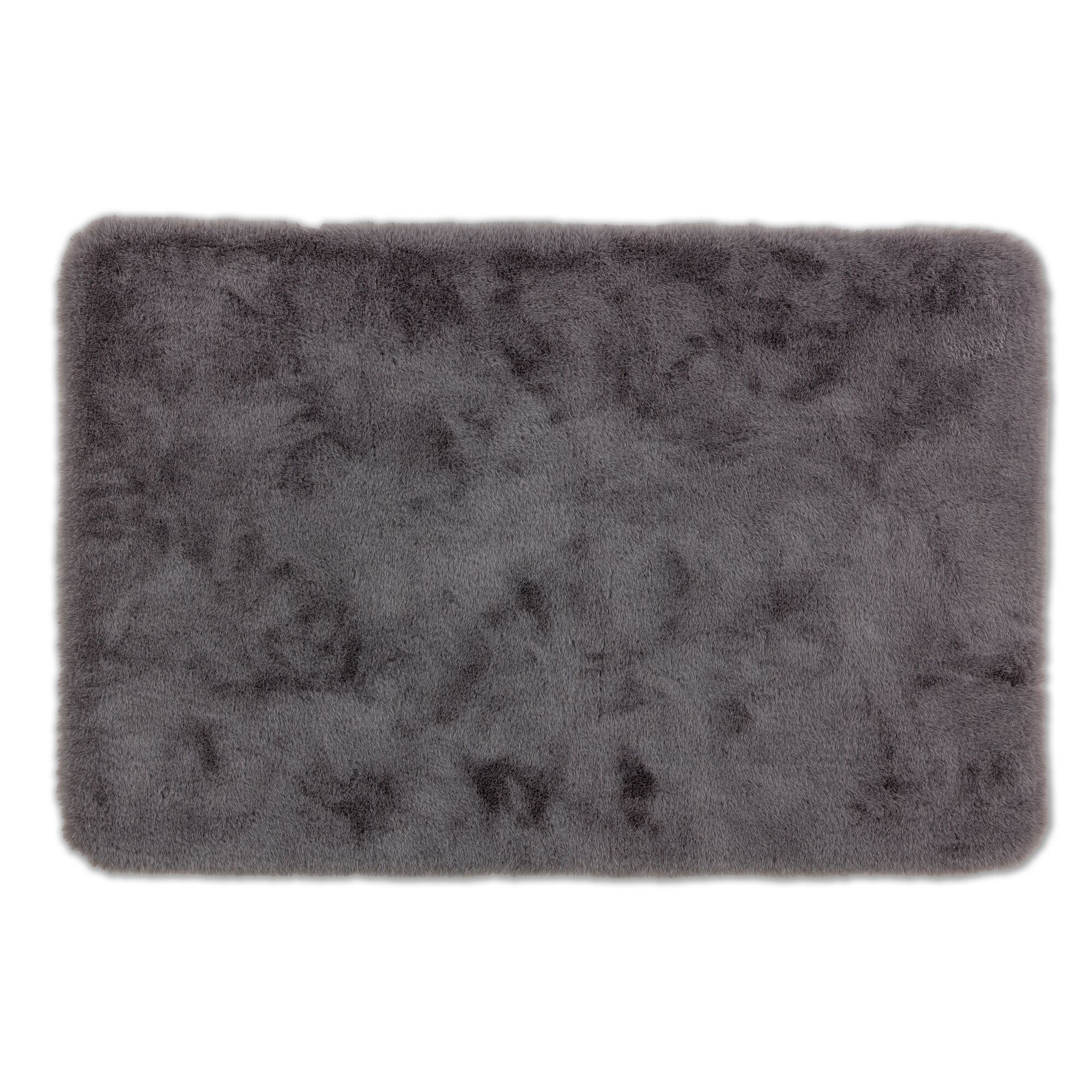 Grauer Hochflorteppich