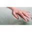 Hand auf mintgrünem Fell