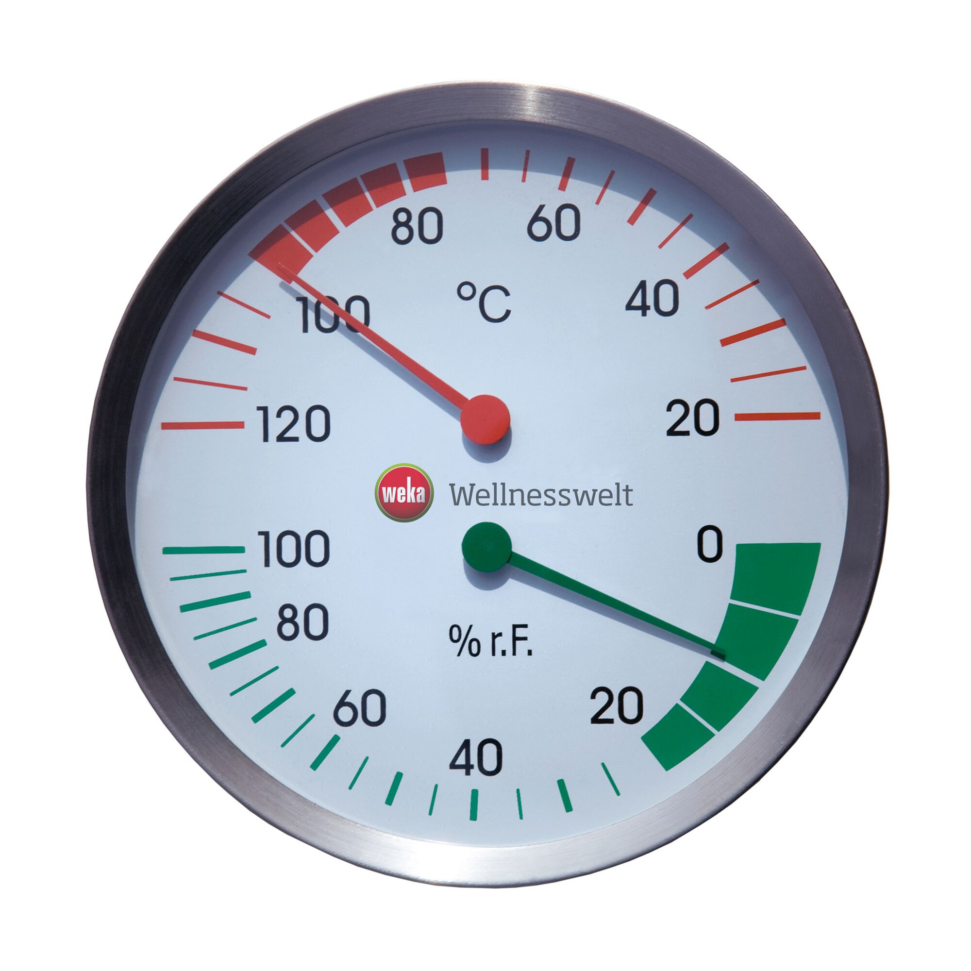 Weka Klimamesser, der Temperatur und Luftfeuchtigkeit anzeigt.