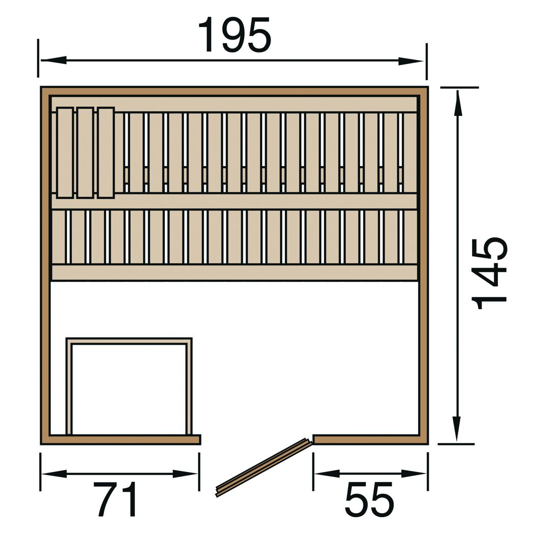 Sauna Kemi 3 GT mit Maßen