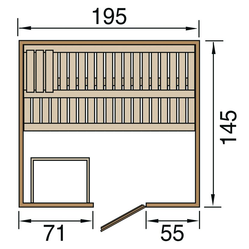 Sauna Kemi 3 GT mit Maßen