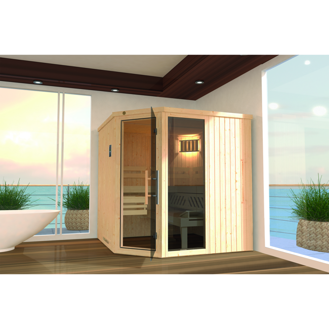 Bild von Elementsauna 'Varberg 3' 194 x 194 cm mit Ofen 'BioS' 7,5 kW