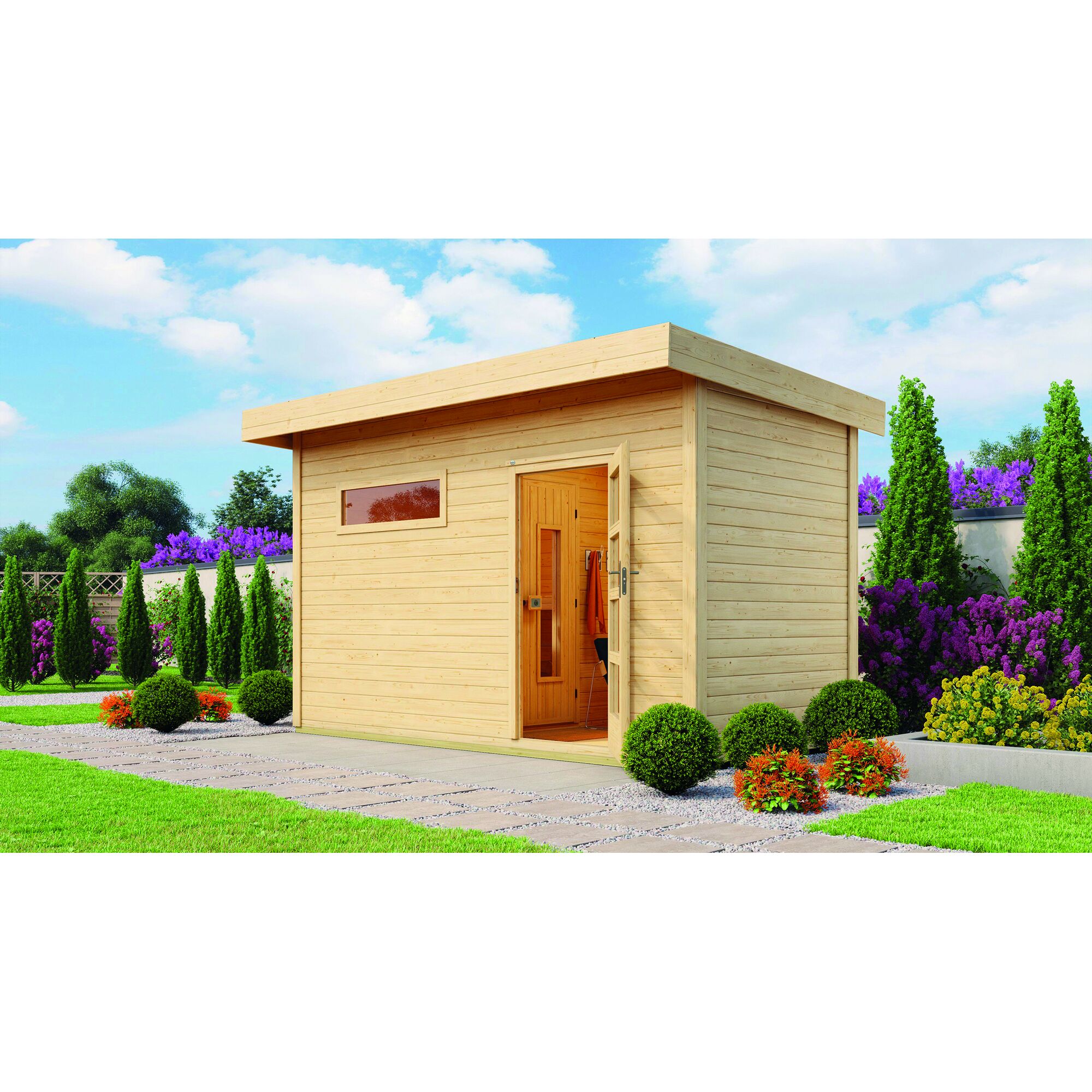 Saunhaus FARSUND mit Vorraum im Garten