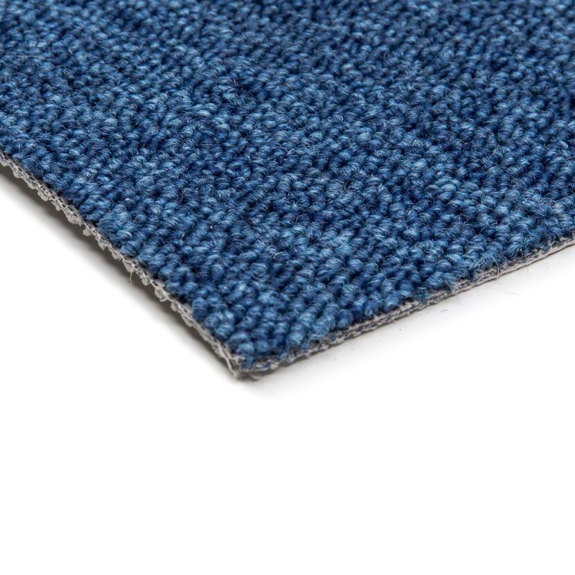Blauer Feinschlingen-Teppich Rambo, Nahaufnahme