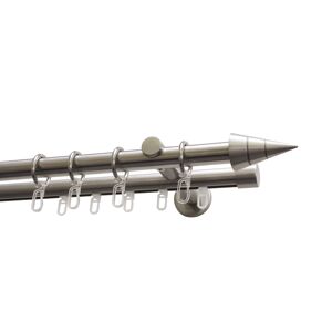 Gardinenstangen-Set mit Kegel edelstahl 2-läufig 160 cm