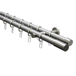 Gardinenstange 'Zylinder' 2-läufig Edelstahl-Optik 160 cm