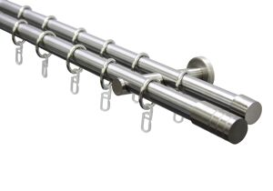 Gardinenstange 'Zylinder' Edelstahl-Optik 2-läufig 200 cm