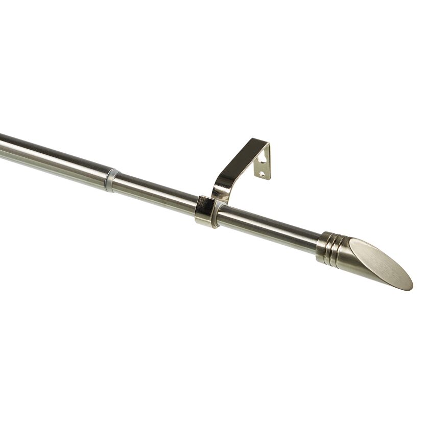 Metallgardinenstange mit Halter und Endstück.