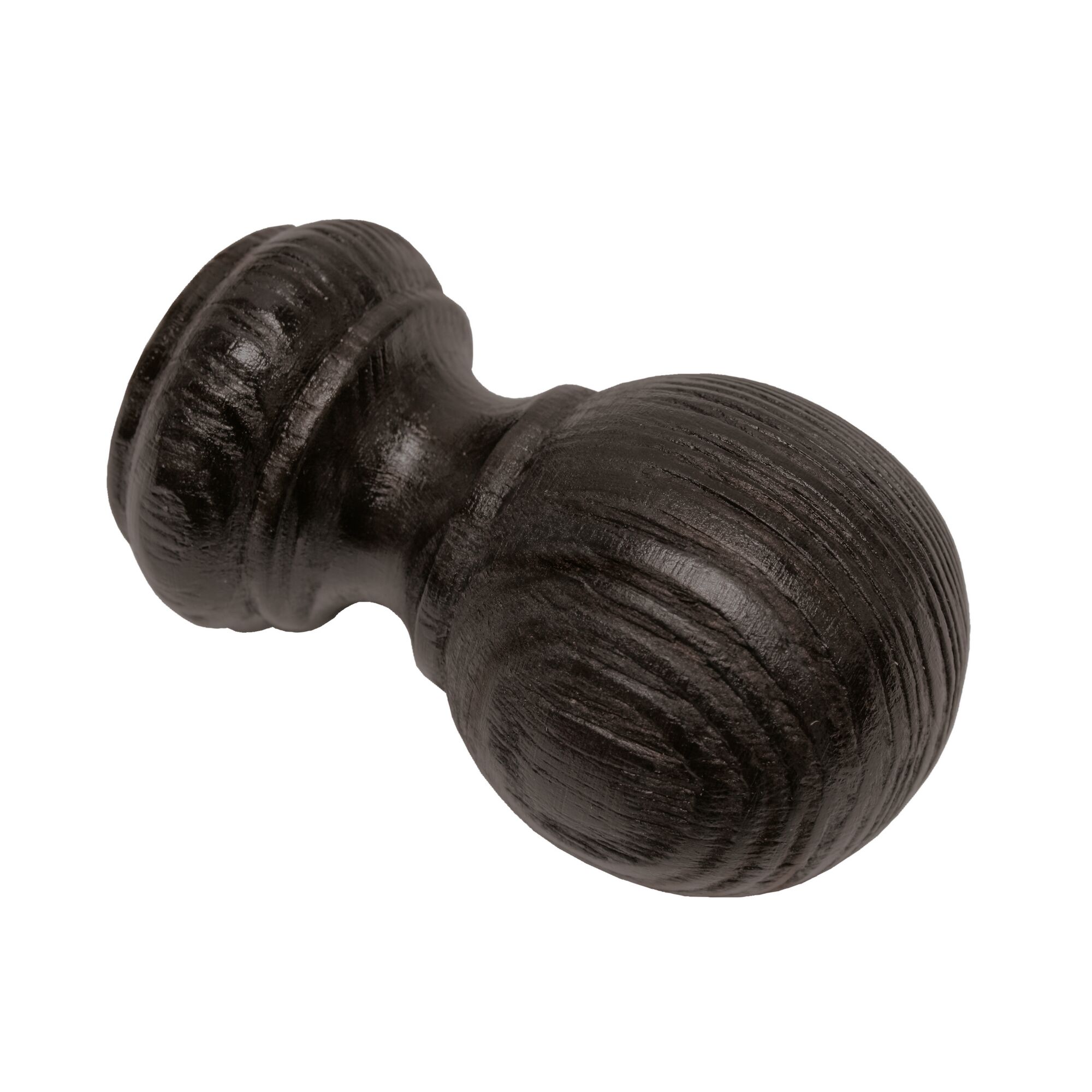 Schwarzer Endknopf aus Holz in Kugelform