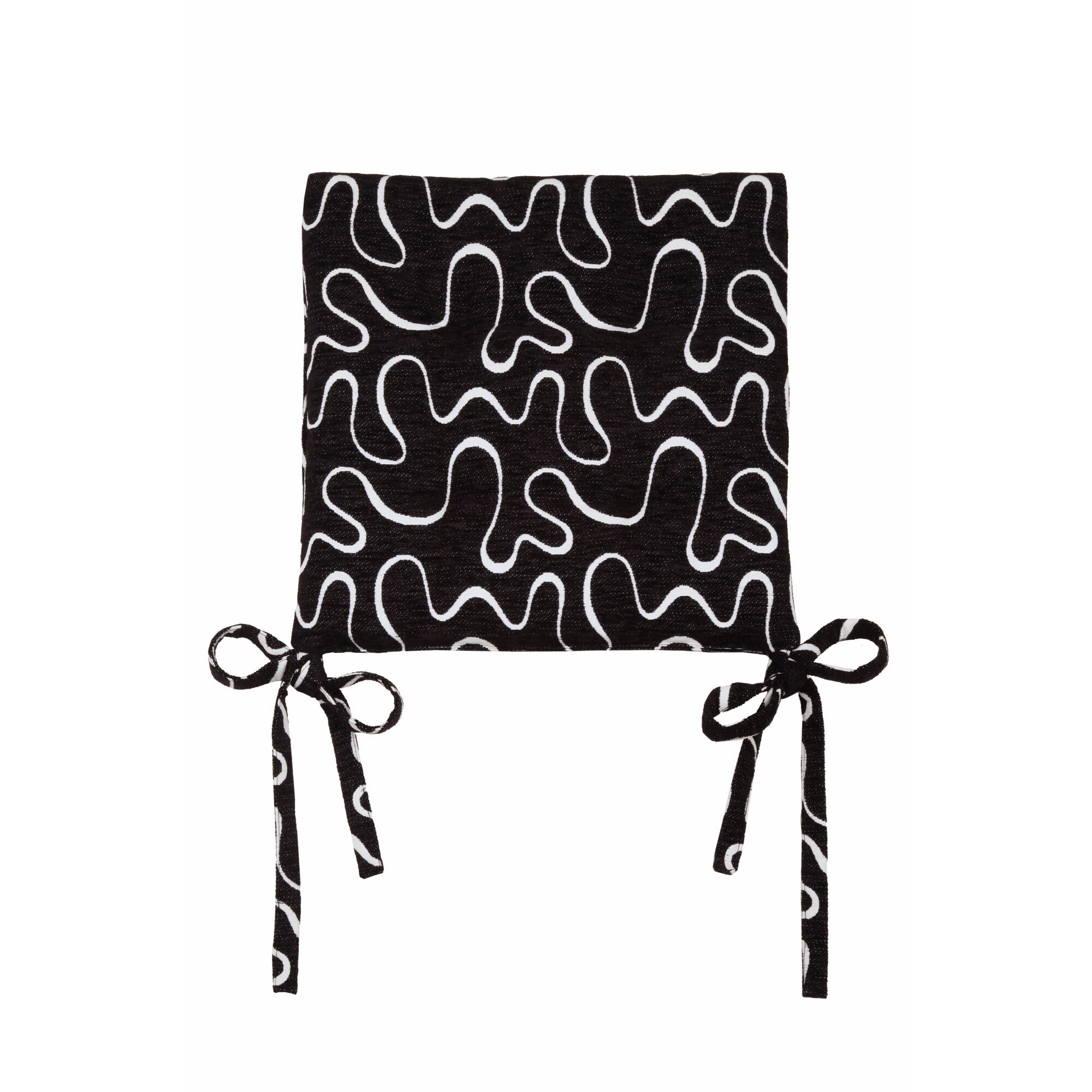 Schwarzes Stuhlkissen Lima mit weißem Muster